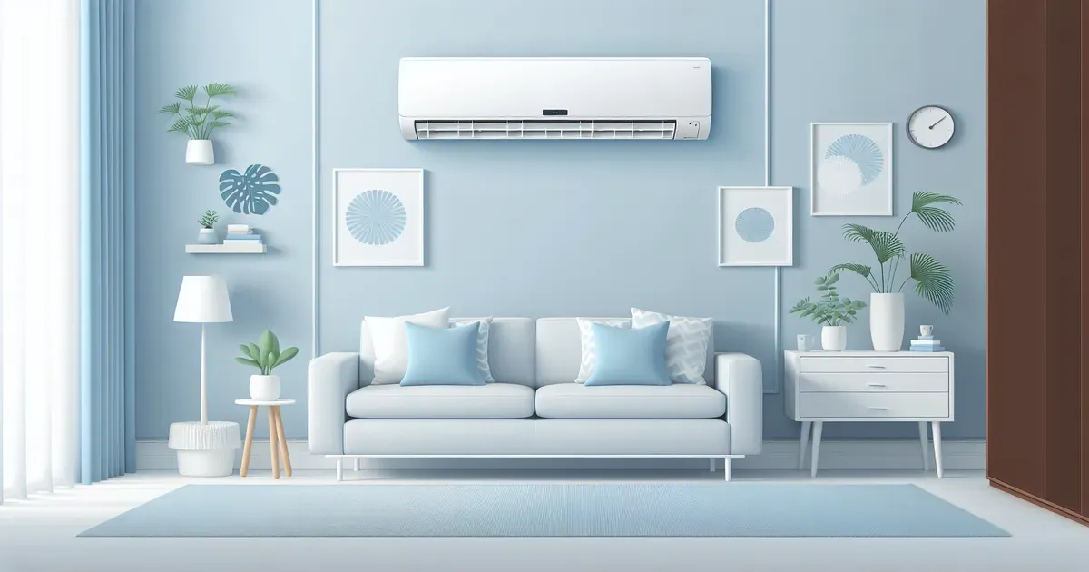 Climatizzatore inverter a parete in un ambiente domestico luminoso e confortevole