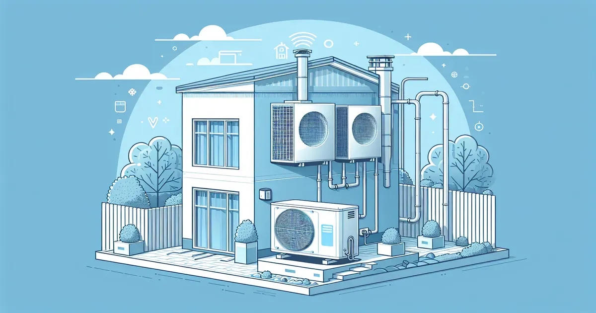 Unit&agrave; esterna di una pompa di calore in un contesto residenziale con soluzioni di attenuazione acustica