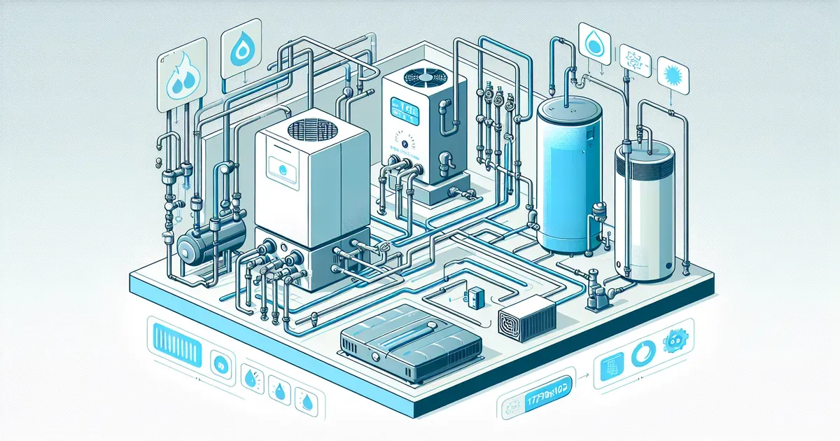 Schema di un impianto ibrido con caldaia a condensazione e pompa di calore integrati in un unico sistema