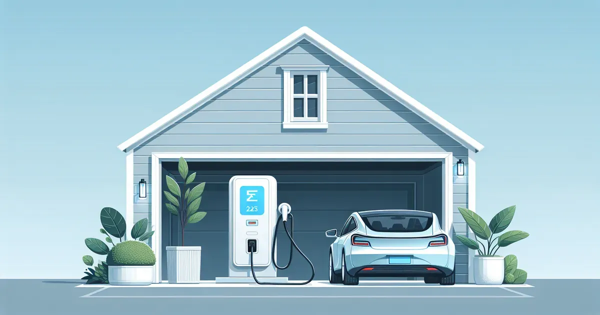 Wallbox per la ricarica di un'auto elettrica installata in un garage domestico